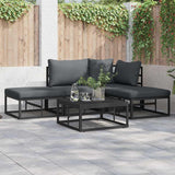 Garden Sofa Set with Cushion 4 pcs Black Aluminium