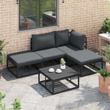 Garden Sofa Set with Cushion 4 pcs Black Aluminium