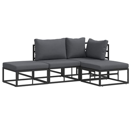 Garden Sofa Set with Cushion 4 pcs Black Aluminium