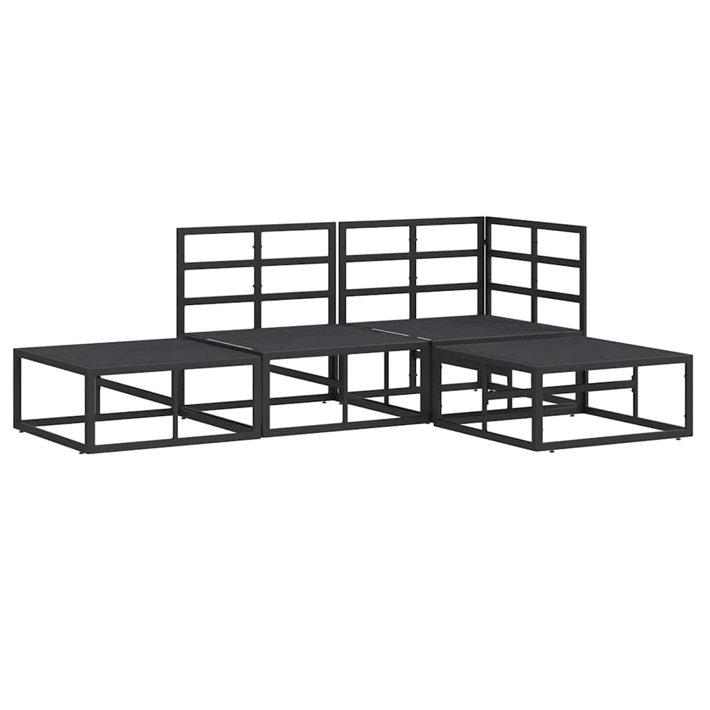 Garden Sofa Set with Cushion 4 pcs Black Aluminium