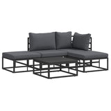 Garden Sofa Set with Cushion 5 pcs Black Aluminium