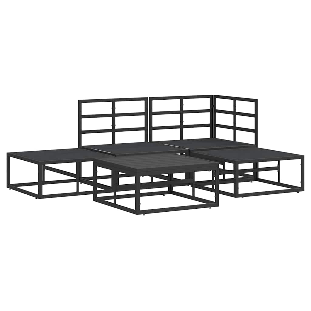 Garden Sofa Set with Cushion 5 pcs Black Aluminium