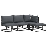 Garden Sofa Set with Cushion 4 pcs Black Aluminium
