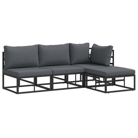 Garden Sofa Set with Cushion 4 pcs Black Aluminium