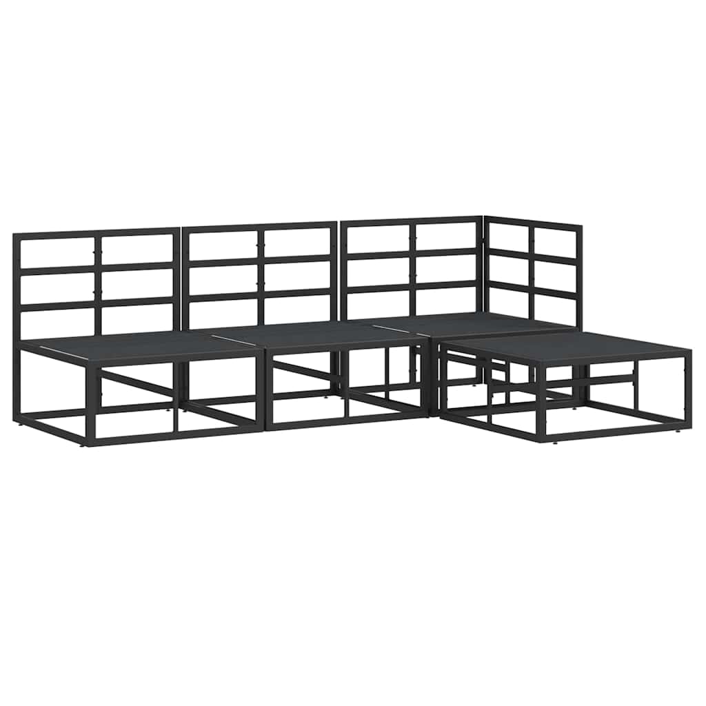 Garden Sofa Set with Cushion 4 pcs Black Aluminium