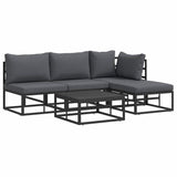 Garden Sofa Set with Cushion 5 pcs Black Aluminium
