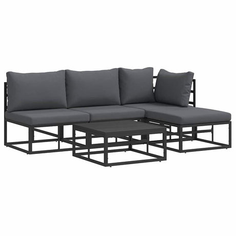 Garden Sofa Set with Cushion 5 pcs Black Aluminium