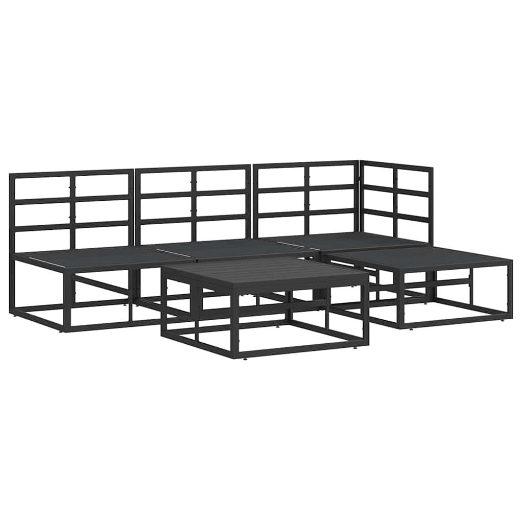 Garden Sofa Set with Cushion 5 pcs Black Aluminium