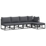 Garden Sofa Set with Cushion 5 pcs Black Aluminium