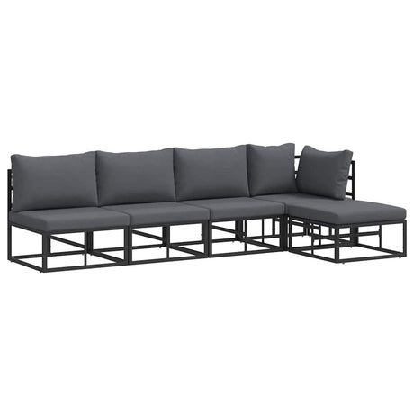 Garden Sofa Set with Cushion 5 pcs Black Aluminium