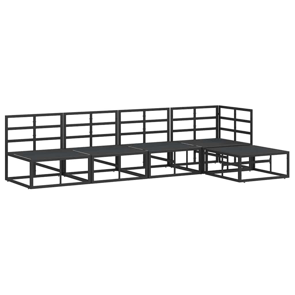 Garden Sofa Set with Cushion 5 pcs Black Aluminium