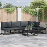 Garden Sofa Set with Cushion 6 pcs Black Aluminium
