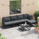 Garden Sofa Set with Cushion 6 pcs Black Aluminium