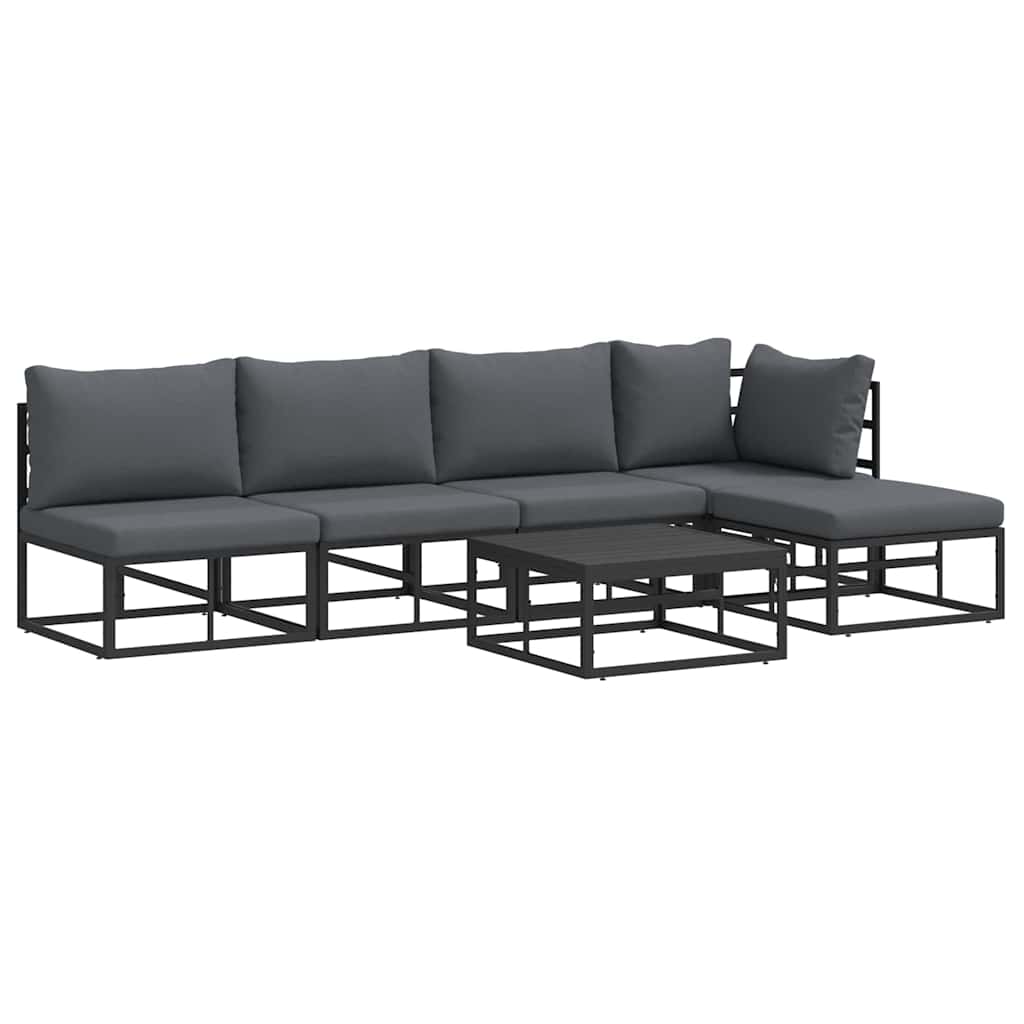 Garden Sofa Set with Cushion 6 pcs Black Aluminium