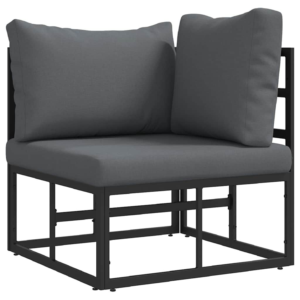 Garden Sofa Set with Cushion 6 pcs Black Aluminium