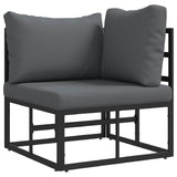 Garden Sofa Set with Cushion 6 pcs Black Aluminium