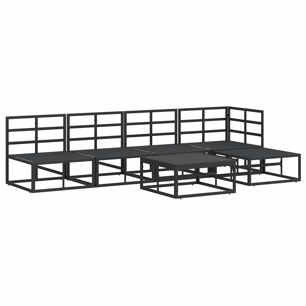 Garden Sofa Set with Cushion 6 pcs Black Aluminium