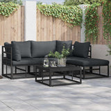 Garden Sofa Set with Cushion 4 pcs Black Aluminium