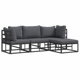 Garden Sofa Set with Cushion 4 pcs Black Aluminium