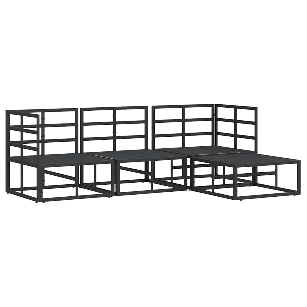 Garden Sofa Set with Cushion 4 pcs Black Aluminium