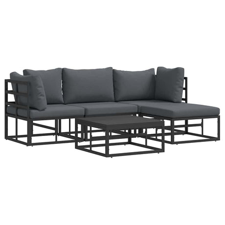 Garden Sofa Set with Cushion 5 pcs Black Aluminium