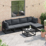 Garden Sofa Set with Cushion 5 pcs Black Aluminium