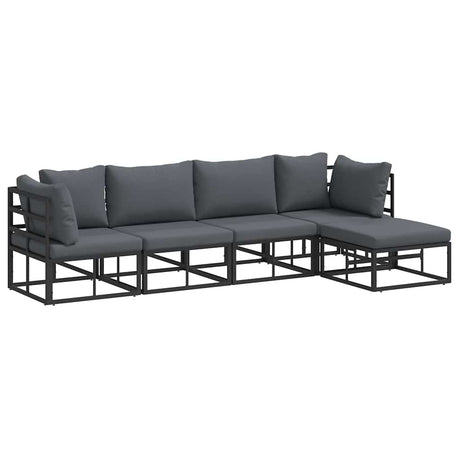 Garden Sofa Set with Cushion 5 pcs Black Aluminium