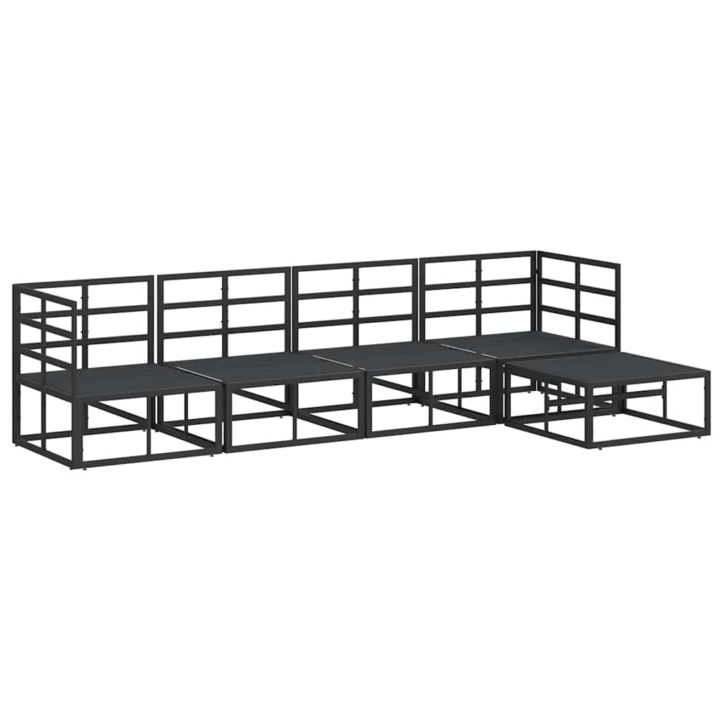Garden Sofa Set with Cushion 5 pcs Black Aluminium