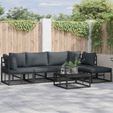 Garden Sofa Set with Cushion 6 pcs Black Aluminium