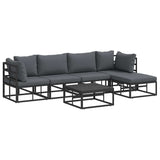 Garden Sofa Set with Cushion 6 pcs Black Aluminium