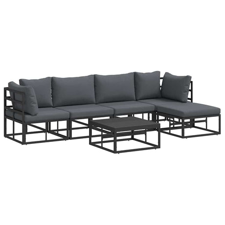 Garden Sofa Set with Cushion 6 pcs Black Aluminium