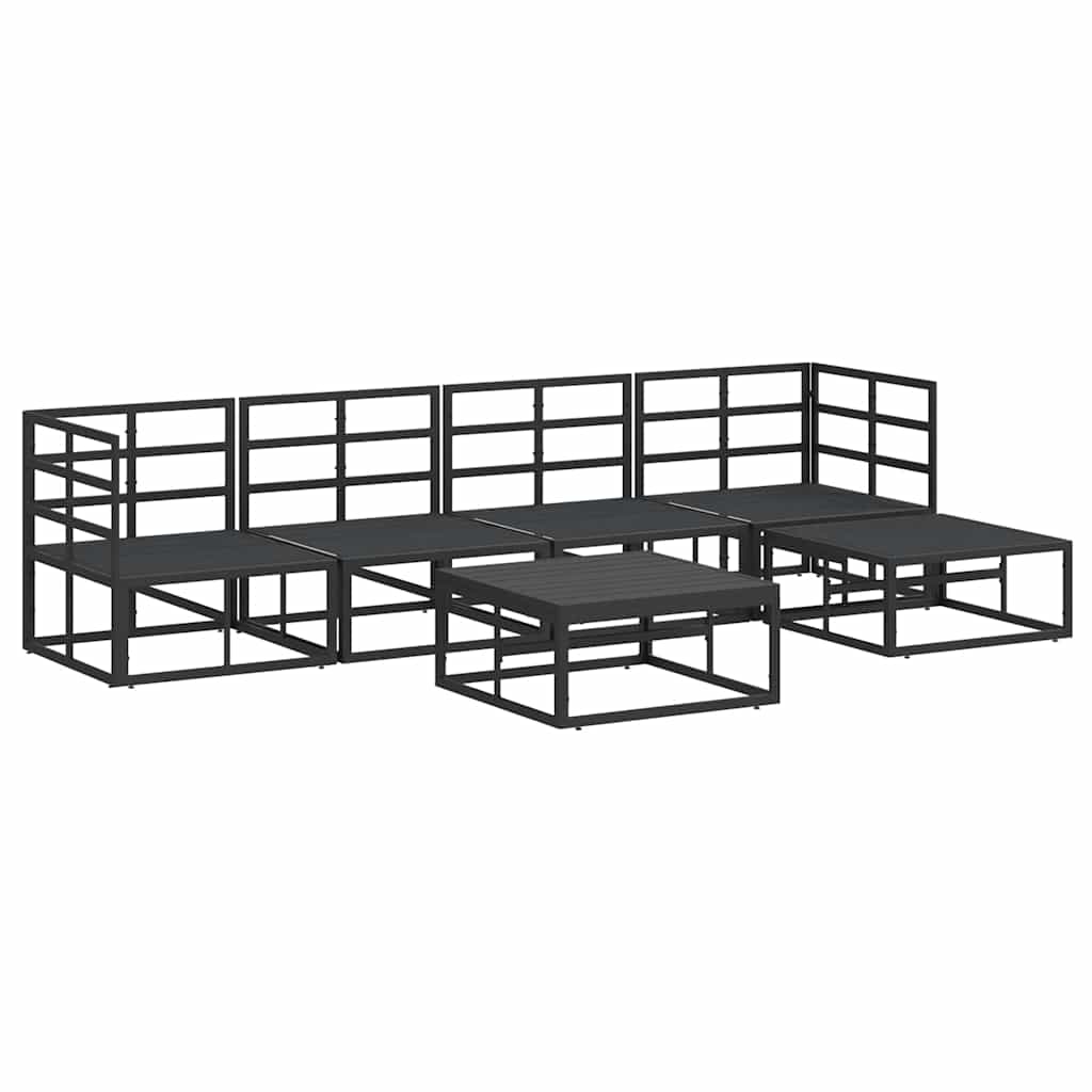 Garden Sofa Set with Cushion 6 pcs Black Aluminium