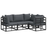 Garden Sofa Set with Cushion 4 pcs Black Aluminium