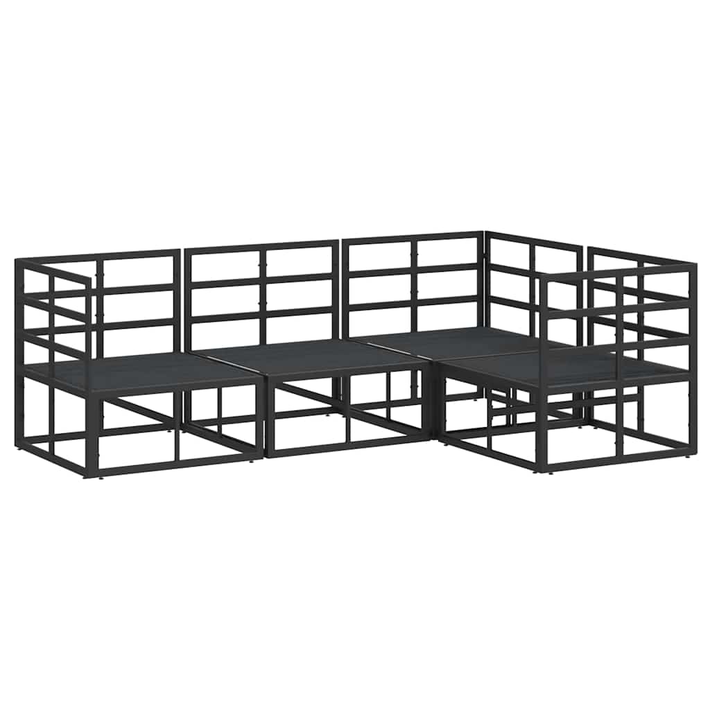 Garden Sofa Set with Cushion 4 pcs Black Aluminium