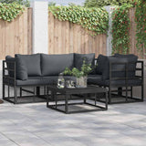Garden Sofa Set with Cushion 5 pcs Black Aluminium