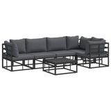 Garden Sofa Set with Cushion 6 pcs Black Aluminium
