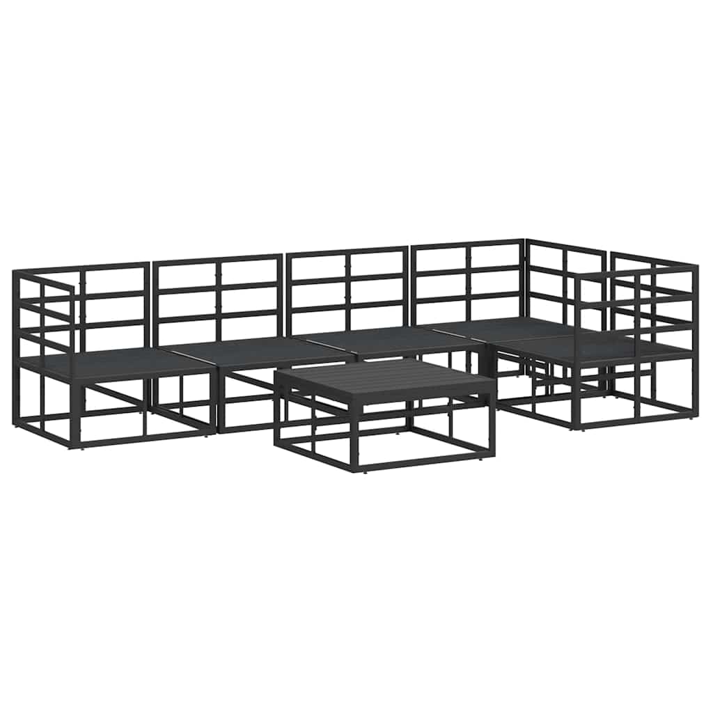 Garden Sofa Set with Cushion 6 pcs Black Aluminium