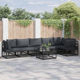 Garden Sofa Set with Cushion 6 pcs Black Aluminium