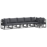 Garden Sofa Set with Cushion 6 pcs Black Aluminium