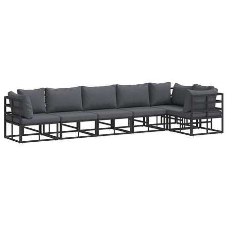 Garden Sofa Set with Cushion 6 pcs Black Aluminium