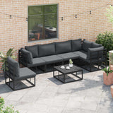 Garden Sofa Set with Cushion 7 pcs Black Aluminium