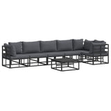 Garden Sofa Set with Cushion Black Aluminium