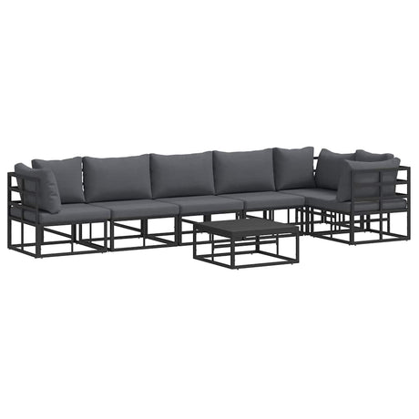 Garden Sofa Set with Cushion 7 pcs Black Aluminium