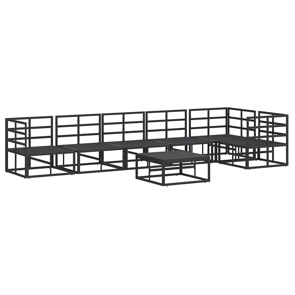 Garden Sofa Set with Cushion 7 pcs Black Aluminium