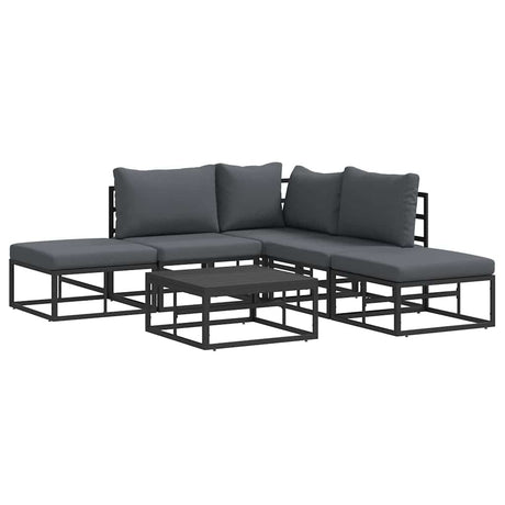 Garden Sofa Set with Cushion 6 pcs Black Aluminium