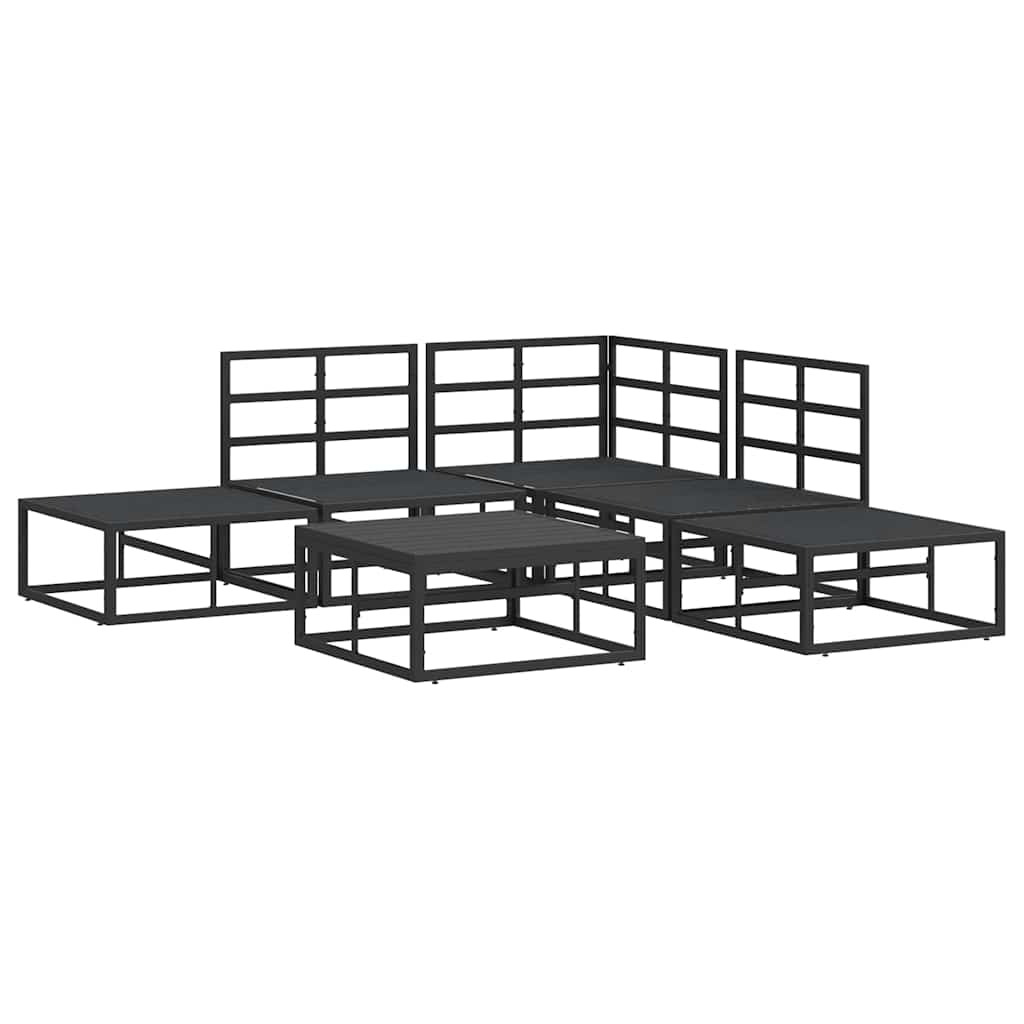 Garden Sofa Set with Cushion 6 pcs Black Aluminium
