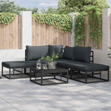 Garden Sofa Set with Cushion 5 pcs Black Aluminium