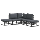 Garden Sofa Set with Cushion 5 pcs Black Aluminium