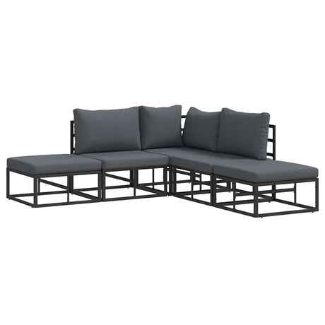 Garden Sofa Set with Cushion 5 pcs Black Aluminium