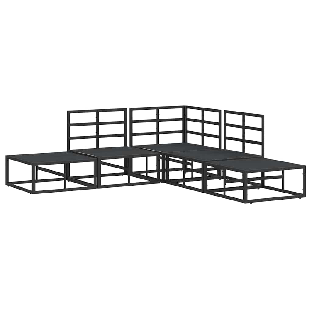 Garden Sofa Set with Cushion 5 pcs Black Aluminium